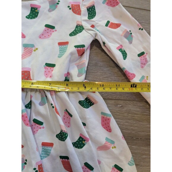 Ollie Jay White Long Sleeve Cotton Dress Holiday Christmas Stocking Girls 4 - Picture 5 of 7